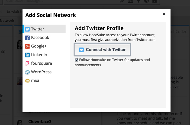 hootsuite connect with accounts screenshot